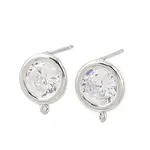 Brass Micro Pave Clear Cubic Zirconia Stud Earring Findings