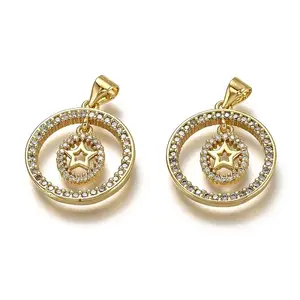 Brass Micro Pave Clear Cubic Zirconia Pendants