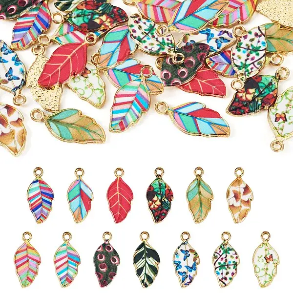 13Pcs 13 Styles Alloy Enamel Pendants