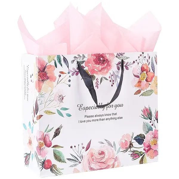 1Pc Flower Printed Paper Bags