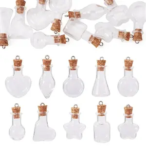 10Pcs 10 Styles Mini Transparent Bottle Pendants