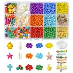 DIY Glass Seed & Synthetic Turquoise & Natural Cowrie Shell Bracelets Making Kits