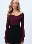 Trend Alaçatı Stili Tričko  burgundská