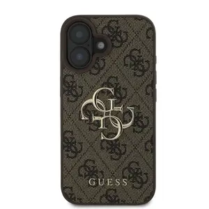 Zadní kryt Guess PU 4G Metal Logo pro Apple iPhone 16 Plus, hnědá