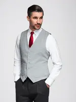 Ombre Fitted structured men's vest with patch pockets - grey melange
