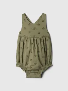 Zelené dievčenské baby bavlnené body GAP