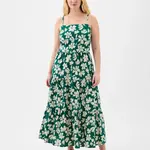 Krémovo-zelené dámske kvetované maxi šaty GAP