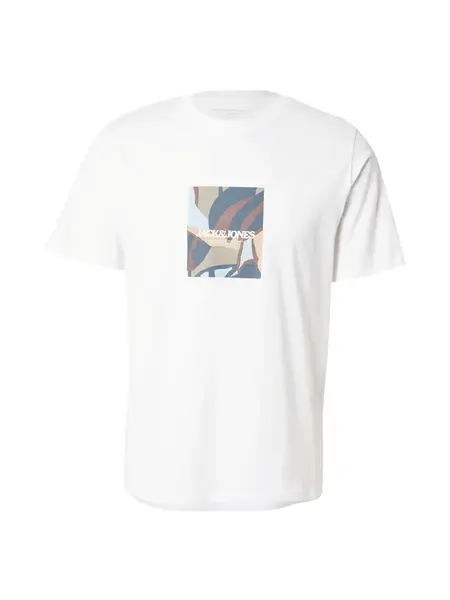 JACK & JONES Tričko  modrosivá / olivová / biela