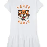 Dětské bavlněné šaty Kenzo Kids bílá barva, mini, K61025