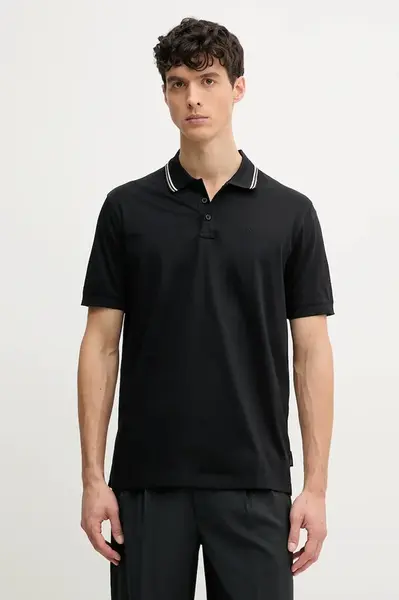 Bavlněné polo tričko Armani Exchange černá barva, s potiskem, XM000466 AF10337