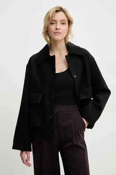 Bunda Answear.LAB černá barva, přechodná