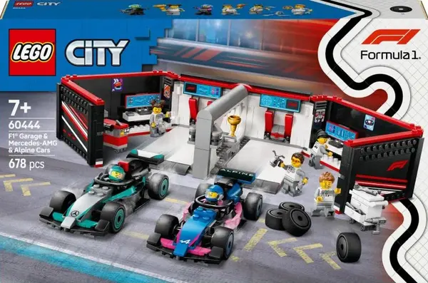 Garáž F1® a vozy Mercedes-AMG a Alpine - Lego City (60444)