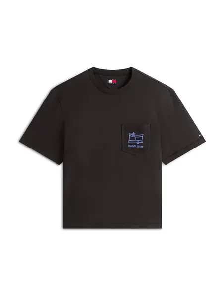 Tommy Jeans Tričko  azúrová / čierna