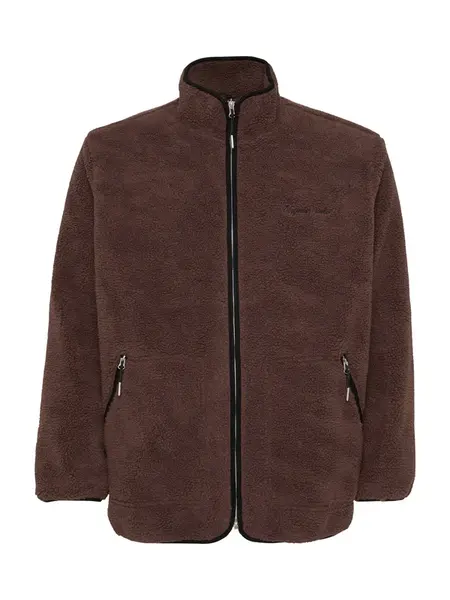 Jack & Jones Plus Flisová bunda 'JORNORREBRO'  hnedá