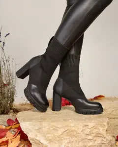 Resti Black Women's Higher Heel Flexi Booties