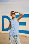 Marisse Blue Striped Viscose Shirt