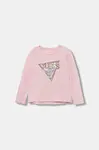 Dětské tričko s dlouhým rukávem Guess růžová barva, K5YI10 K6YW4