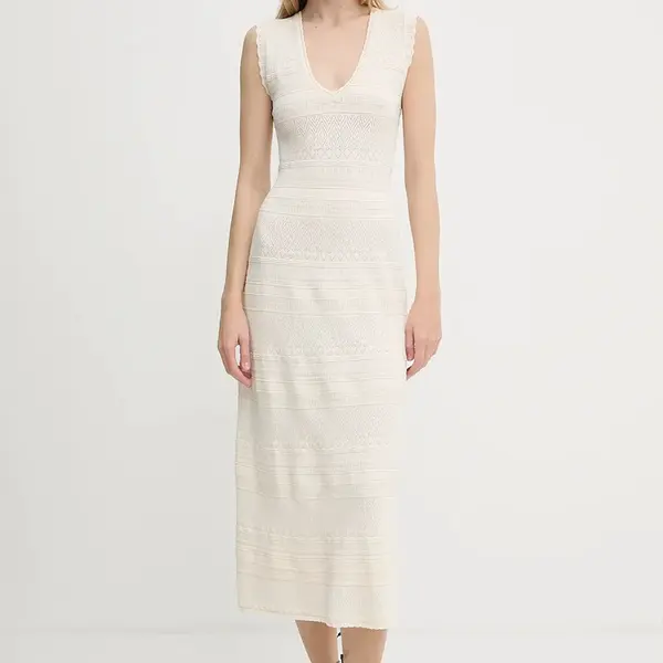 Šaty Morgan béžová barva, maxi, přiléhavé, RMALISA