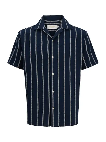 JACK & JONES Košeľa 'JORCOBA'  tmavomodrá / biela