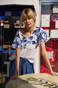 Marisse White Cotton Floral Blouse