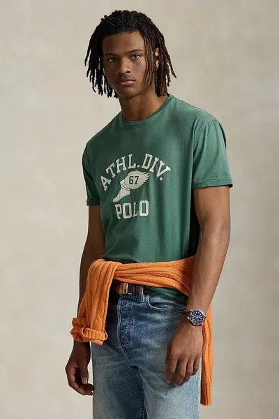 Tričko Polo Ralph Lauren pánské, zelená barva, s potiskem, 710972668