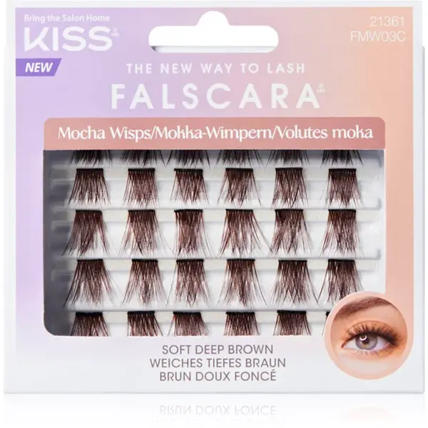 KISS Falscara Multi Wisps trsové nalepovací řasy Mocha 24 ks