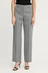 Vlněné kalhoty BOSS dámské, šedá barva, medium waist, 50542004