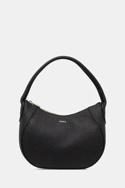 Kožená kabelka BOSS Lenah SM Hobo černá barva, 50547946