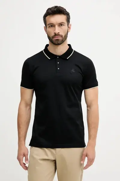 Bavlněné polo tričko Karl Lagerfeld pánské, černá barva, 553200.745080