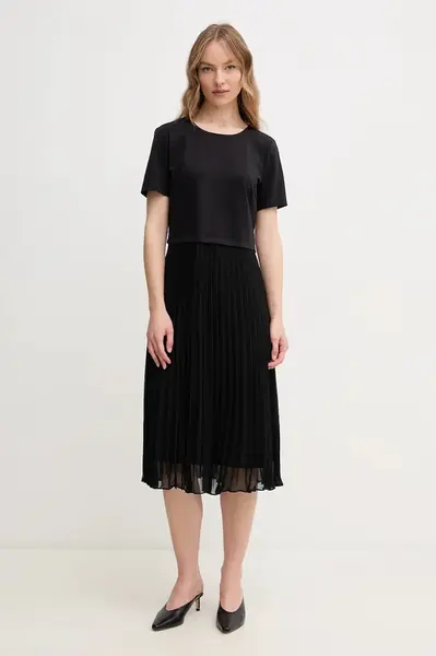 Šaty Dkny černá barva, midi, DD5K1H87