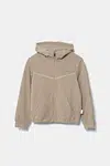 Dětská mikina EA7 Emporio Armani béžová barva, s kapucí, s potiskem, 7G000037 AF12501