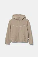 Dětská mikina EA7 Emporio Armani béžová barva, s kapucí, s potiskem, 7G000037 AF12501