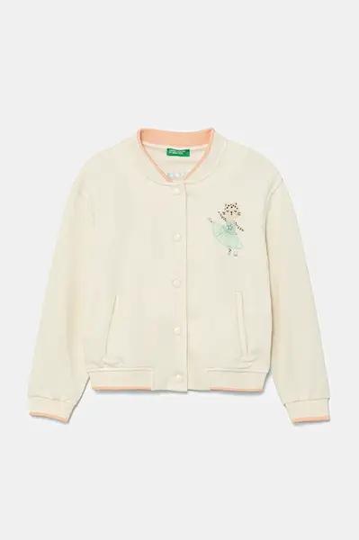 Dětská mikina United Colors of Benetton béžová barva, s aplikací, 32N4G503P