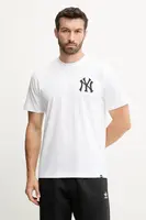 Bavlněné tričko 47 brand MLB New York Yankees pánské, bílá barva, s potiskem, BB017TMBECT657649WW