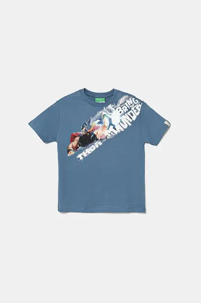 Dětské bavlněné tričko United Colors of Benetton x Marvel modrá barva, s potiskem, 35RYC10N9