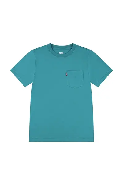 Dětské bavlněné tričko Levi's SUNSET POCKET TEE tyrkysová barva, 9EM359