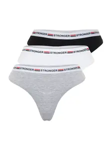 Trendyol Tangá  sivá melírovaná / červená / čierna / biela