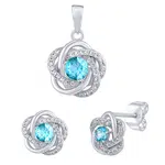 Silvego Stříbrný set šperků ROSALYN s pravým Topazem Swiss a Brilliance Zirconia JJJS0088TS (náušnice, přívěsek)