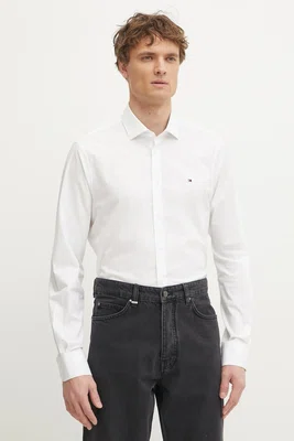 Košile Tommy Hilfiger pánská, bílá barva, slim, s italským límcem, MW0MW39279