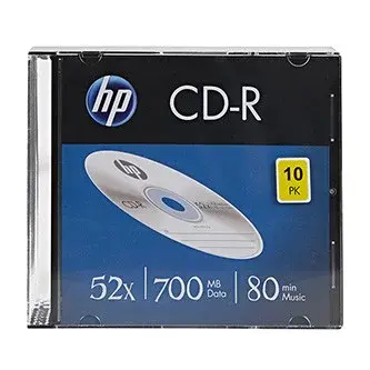 HP CD-R, CRE00085-3, 69310, 10-pack, 700MB, 52x, 80min., 12cm, bez možnosti potisku, slim case, pro archivaci dat, poškozený obal