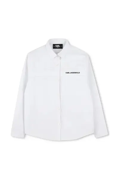 Dětská bavlněná košile Karl Lagerfeld bílá barva, Z30421