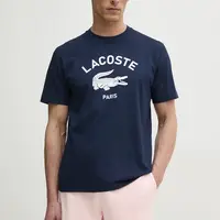 Bavlněné tričko Lacoste tmavomodrá barva, s potiskem, TH2733