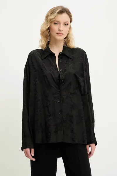 Košile Answear.LAB dámská, černá barva, relaxed, s klasickým límcem