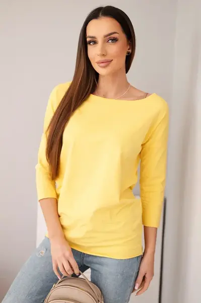 Dámská halenka s lodičkovým výstřihem, žlutá
