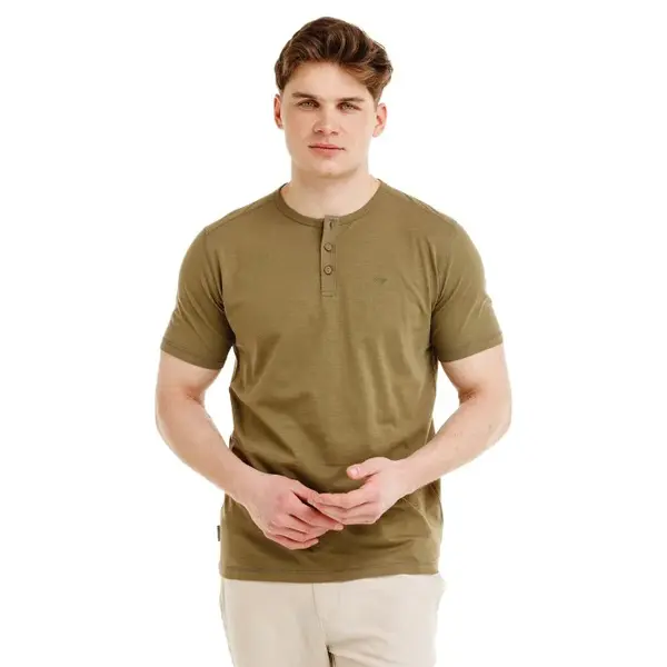 Bushman Pánské henley tričko Yaro, khaki XXXXL