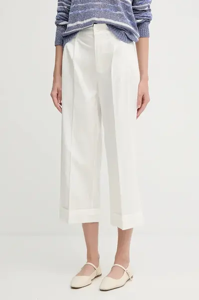 Kalhoty Pedro del Hierro dámské, béžová barva, high waist, 7609767