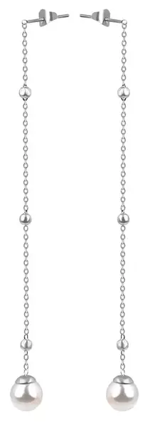 Troli Dlouhé ocelové náušnice s perličkou VEDE0141S-PE