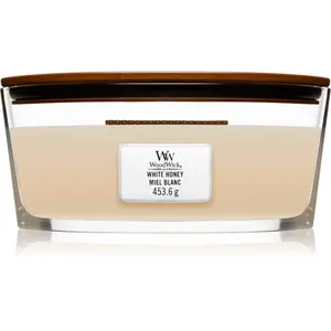Woodwick White Honey vonná svíčka s dřevěným knotem (hearthwick) 453 g