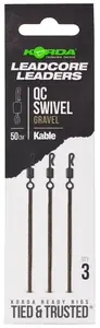 Korda montáž kable leadcore leader qc swivel 50 cm - gravel