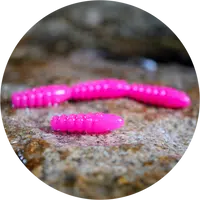 Redbass gumová nástraha trout grub signal pink uv color - 3x25 mm
